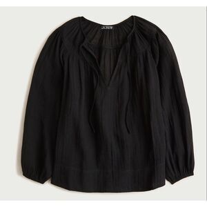 J. Crew Long-sleeve tunic top in Hampton linen-blend Black NWOT size Small